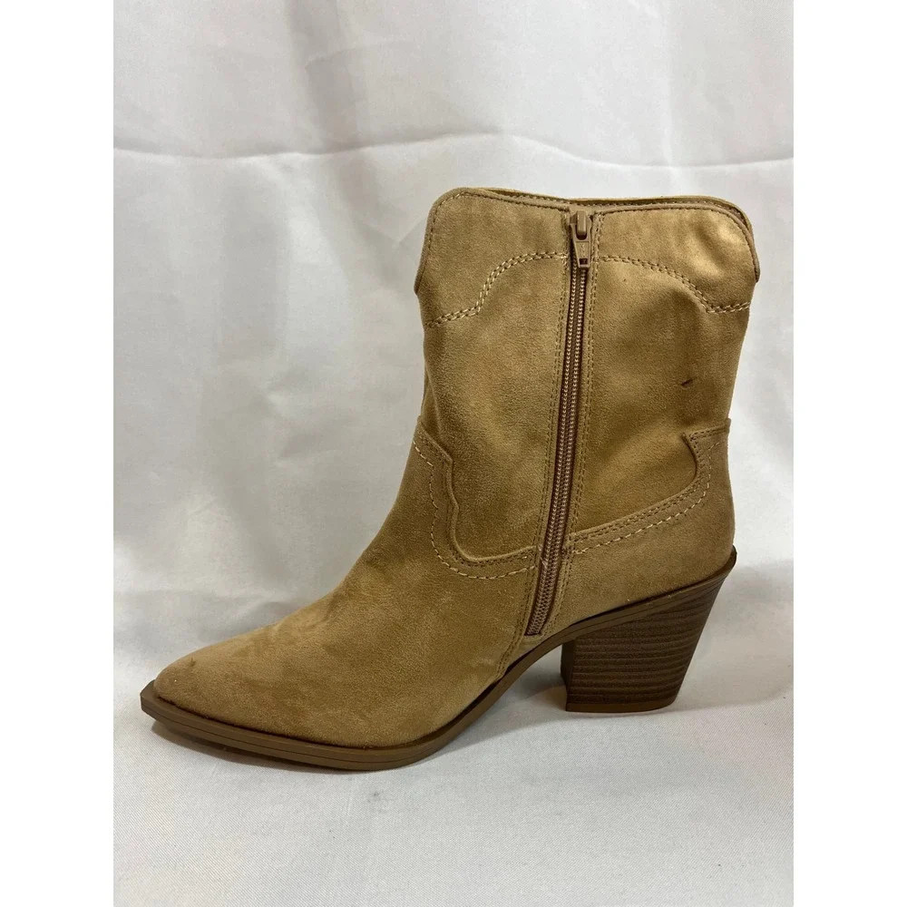 Universal Thread Womens Tan Faux Suede Western Cowboy Ankle Boots Size 8.5